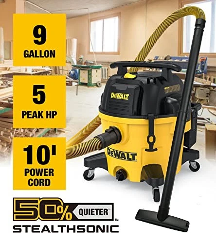 Aspiradora de taller DEWALT 9 galones STEALTHSONIC ultra silenciosa húmeda/seca DXV09P-QTA Foto 3 de 4