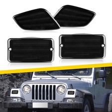 Smoked Front Fender Side Marker Signal Light Housings For Jeep Wrangler TJ 97-06