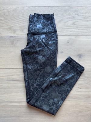 Lululemon Wunder Train High-Rise Tight 25  Logo Flourish Black Iridescent Foil