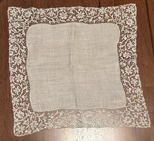 Antique Wedding Lace Handkerchief 12  X 12  
