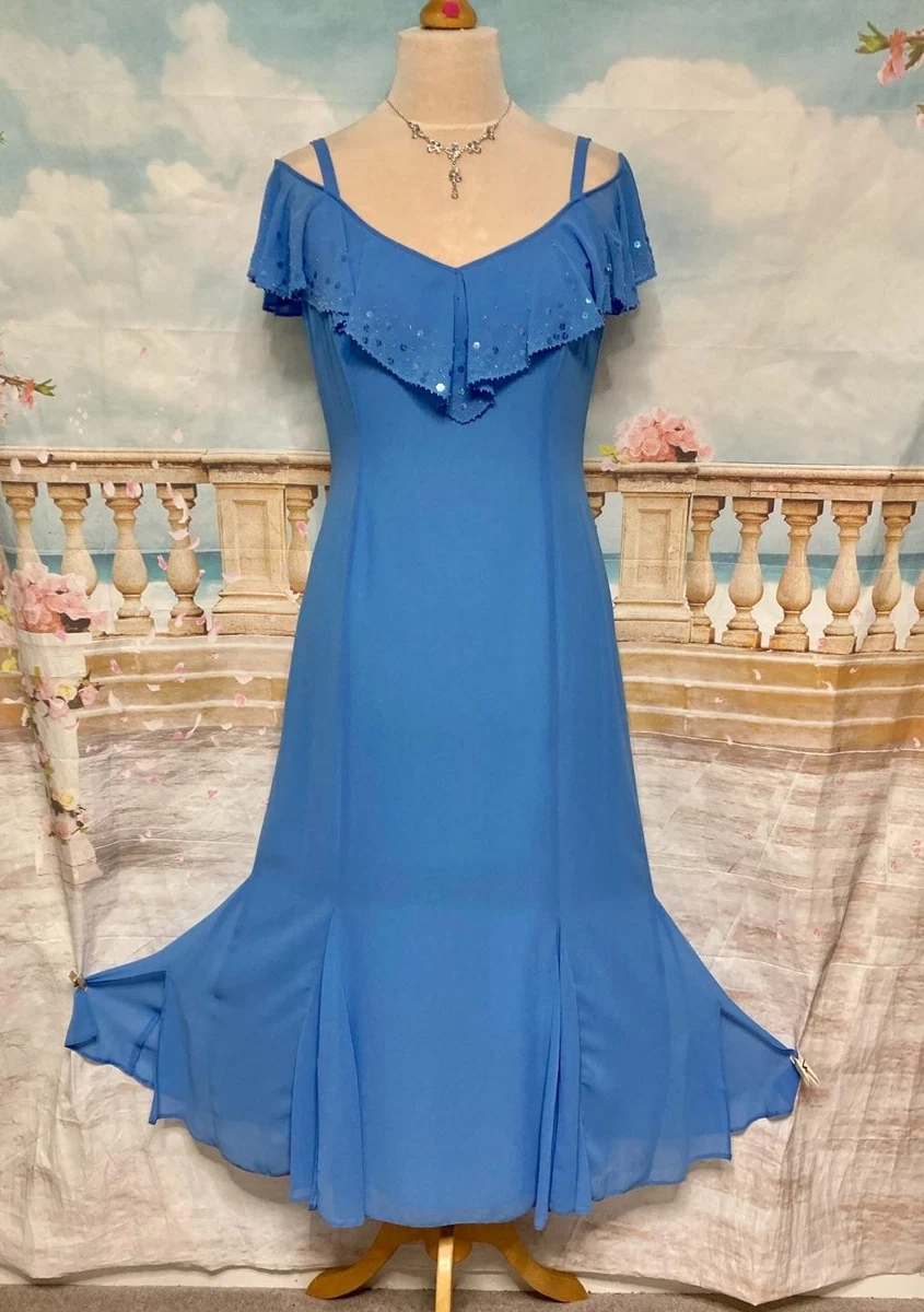 jacques vert blue dress Vintage 1990s Women's Jacques Vert Blue Sequined A-Line Dress main image 1