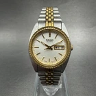 Seiko Watch Women 25mm White Dial Two Tone Daydate Round 7n83-0041 New Batt HJ6