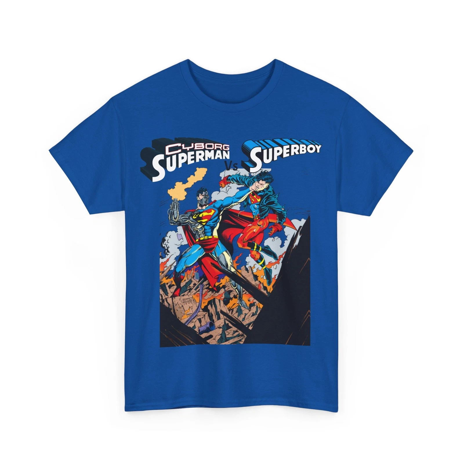 Cyborg Superman Vs Superboy T-Shirt - Tom Grummett Art - DC Comics