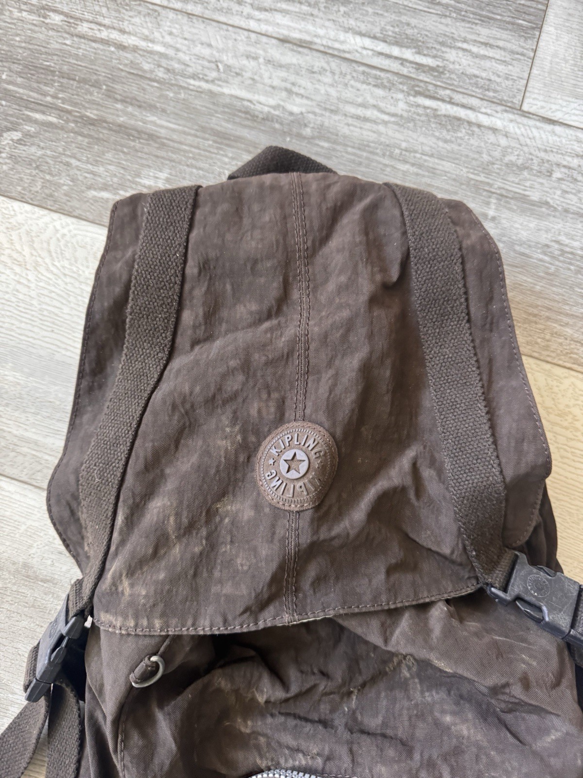 Kipling Brown Nylon Backpack Drawstring Flap Styl… - image 2