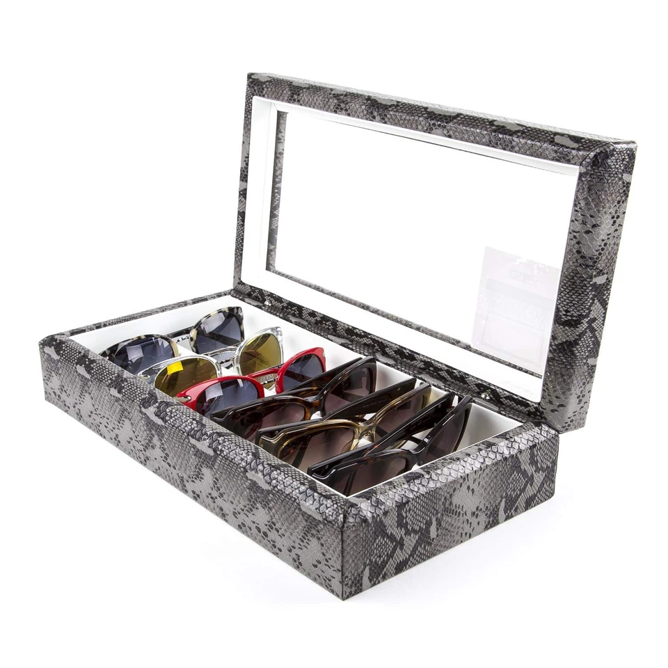 Maxi Luxury Eyewear Organizer, Wood Box for Glasses + Sunglasses, Exotic Prin... - Image 3 of 3