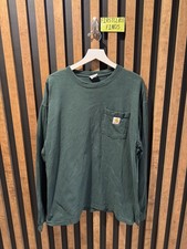 VINTAGE Faded Carhartt Long sleeve Pocket Shirt Green Size L
