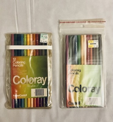 FABER CASTELL COLORAY COLORING PENCILS 12 VIVID COLORS THICK LEAD LOT OF 2 NOS