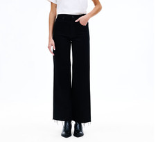 SLVRLAKE GRACE Wide Leg Jeans High Rise in Jet Black Women 25 USA Made NWT $269