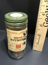 VINTAGE ANN PAGE  A&P Brand Whole Nutmeg Glass Bottle, Free Shipping