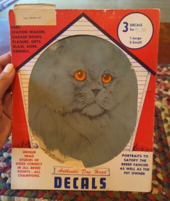 Vintage Persian Cat 1971 Cat Art Decal By D.K. Dennis RARE!!