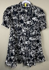 Collusion ASOS layered tiered black white short sleeve puff sleeve dress, sz 0