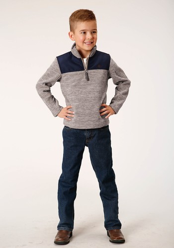 Roper Boys Brown/Blue Polyester Micro Fleece Jacket - Picture 2 of 4