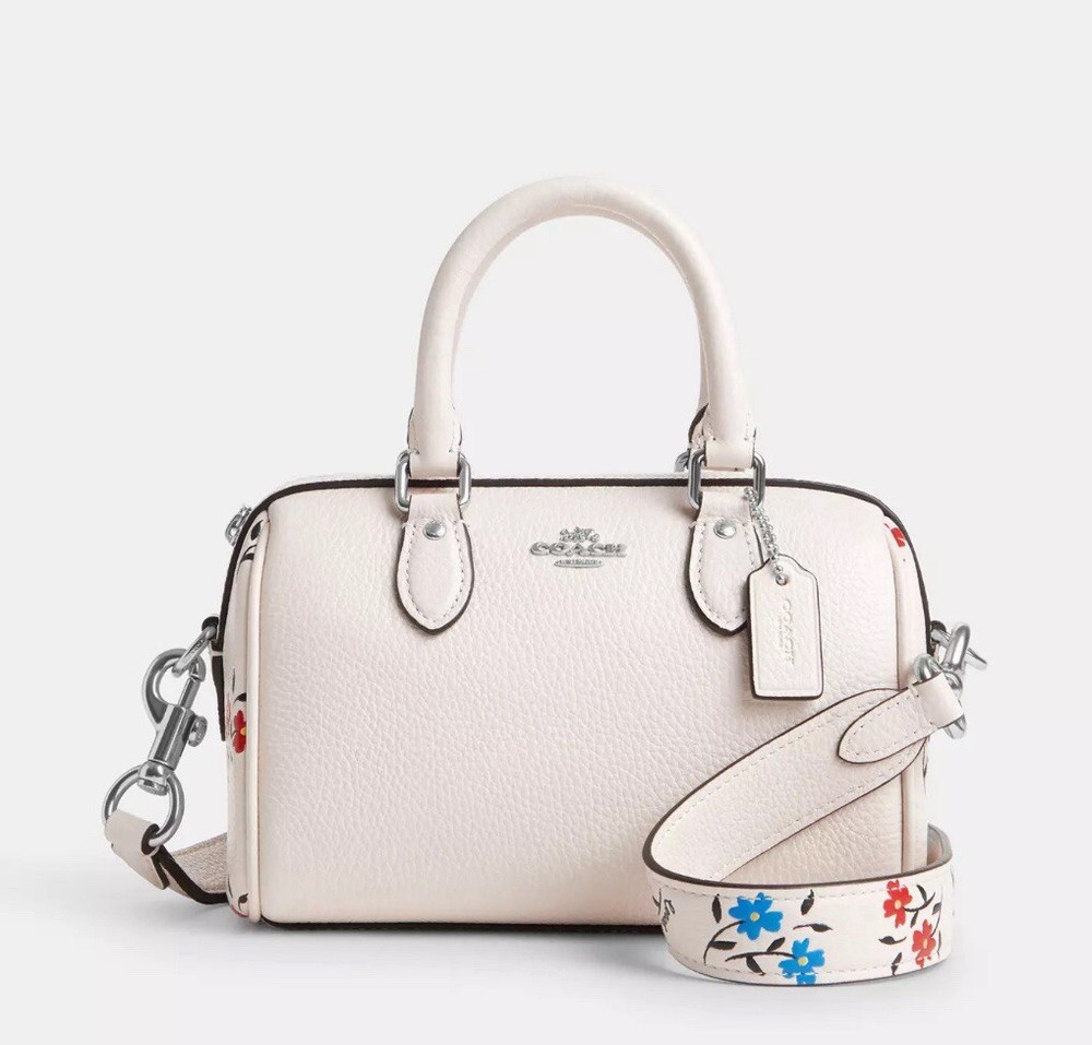 COACH Mini Rowan Crossbody Shoulder Bag with Floral Print CT806 NWT Chalk Multi