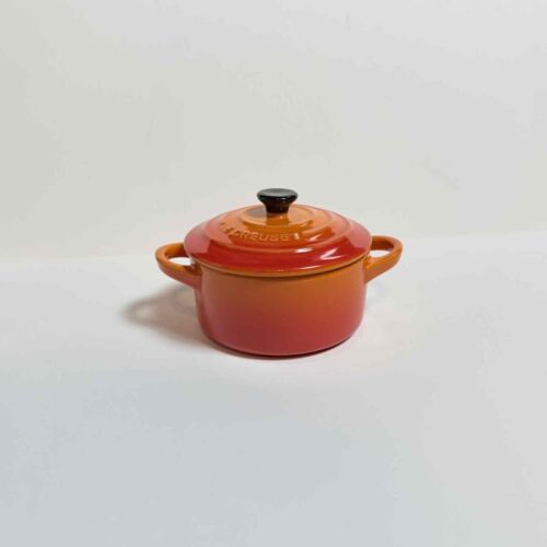 Le Creuset Mini Round Cocotte 10cm Flame Orange Stoneware Casserole Dish Pot Bak