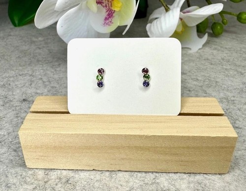 0.18 TCW Simulated Round Tourmaline ,Emerald & Amethyst Cute Earrings For Woman - 第 2/7 張圖片