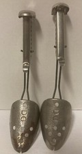 Vtg A  J Hammered Metal Adjustable Shoe Tree Form Stretcher USA 1 Pair