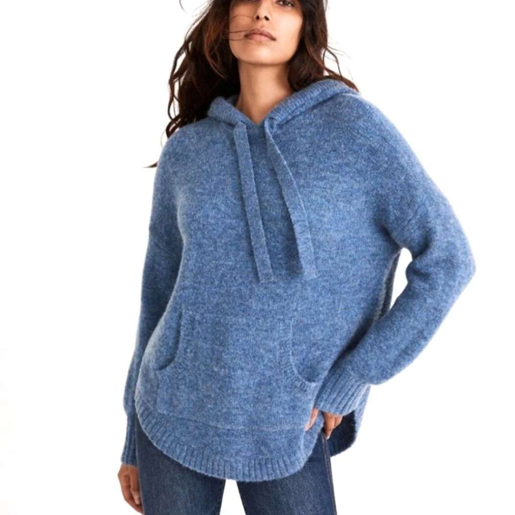 Madewell Sweater Wilmington Hoodie Blue Pullover Size Small | eBay