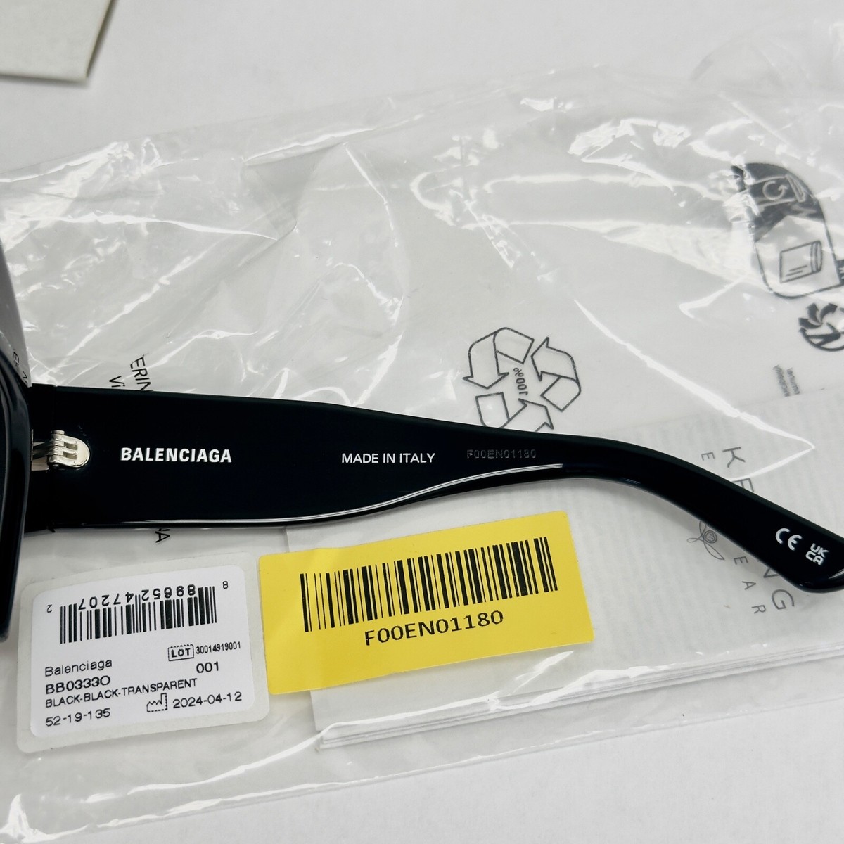 BALENCIAGA 0333 Black Bold Logo Eyeglasses 52mm GG0333O