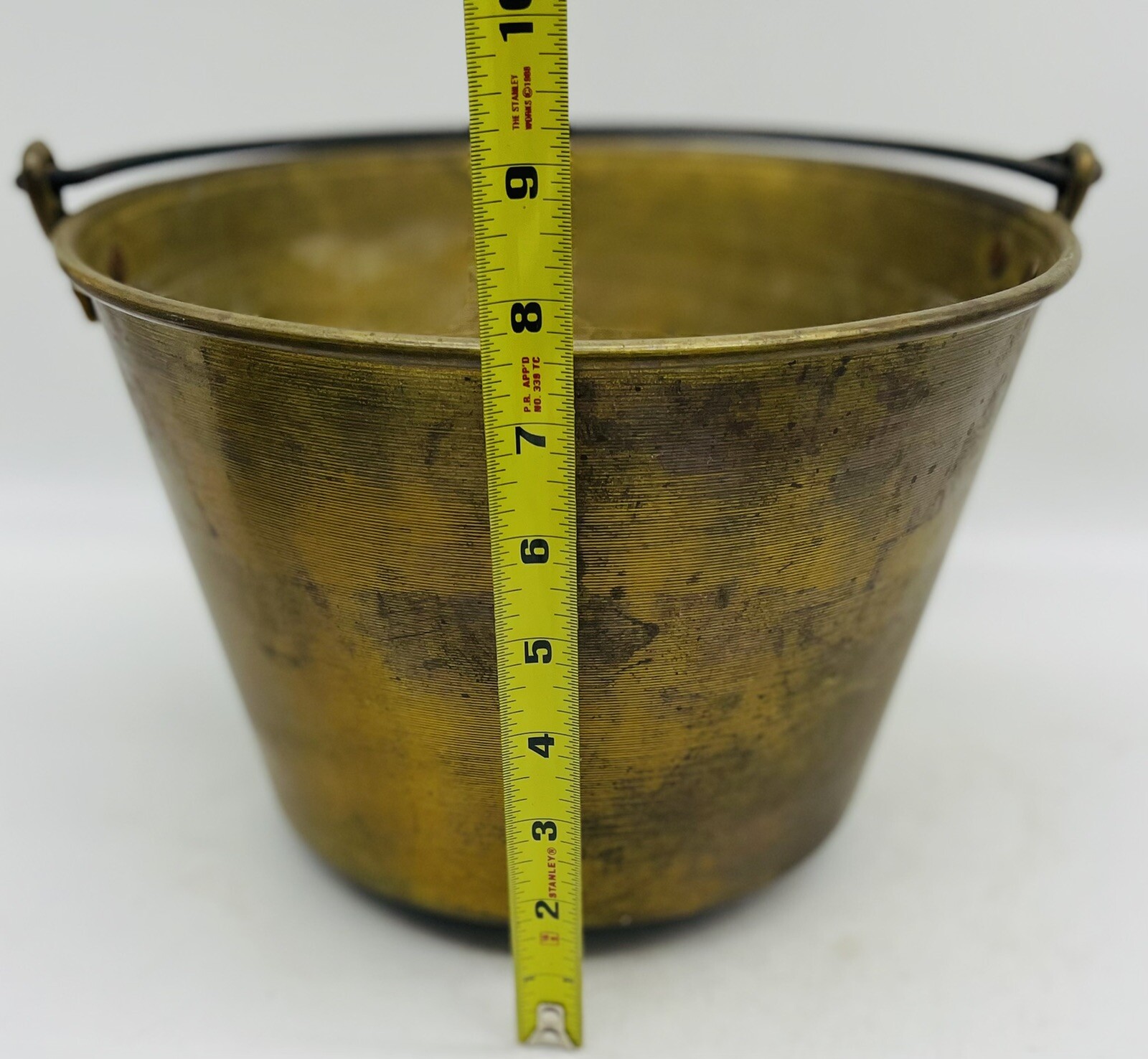 Antique H.W. HAYDEN Ansonia Brass Co. Waterbury BRASS BUCKET PAIL Pat