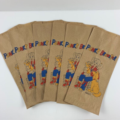 Lot of 6 Vintage 1984 Punky Brewster Brown Paper Lunch Bags