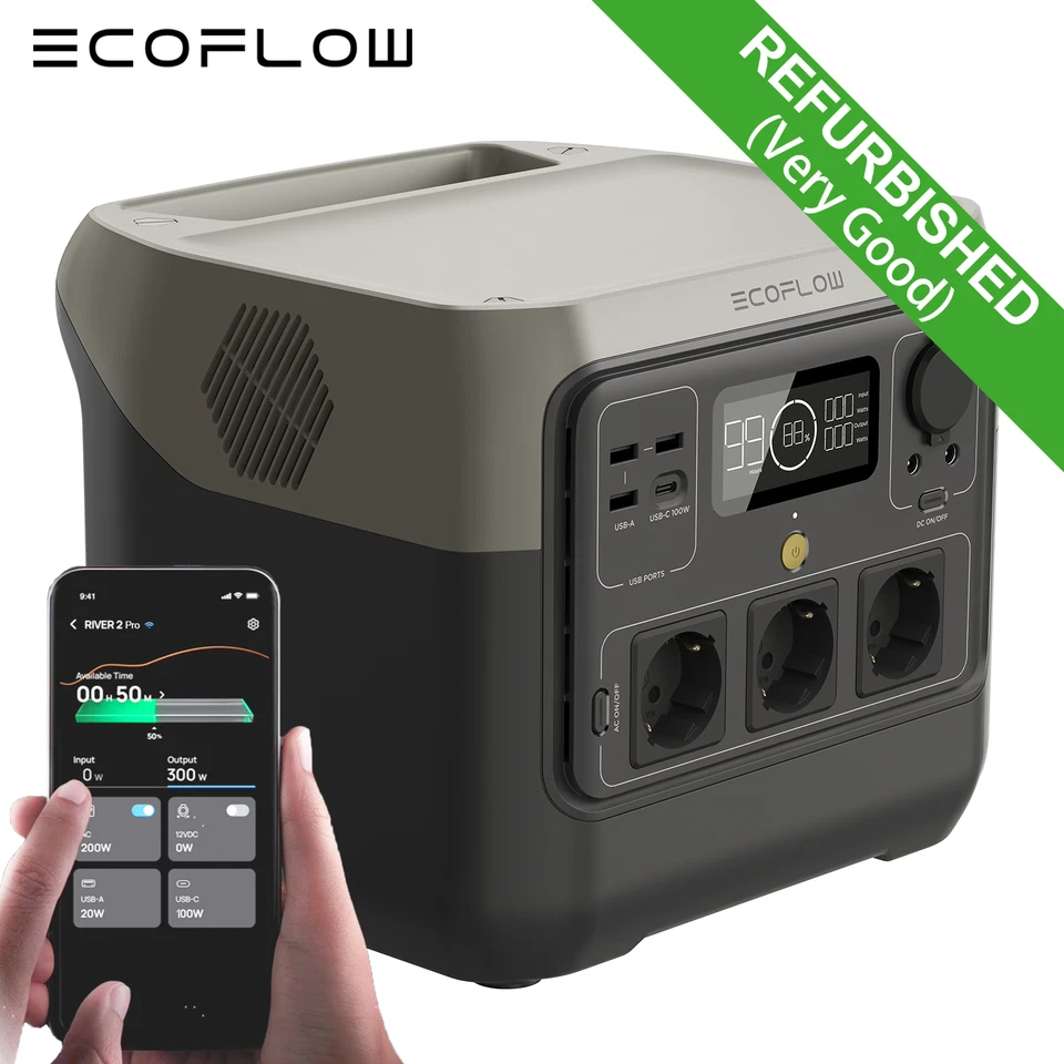 ECOFLOW Ricondizionati RIVER 2 Pro Power Station Portatile 800W 768Wh 230V CA