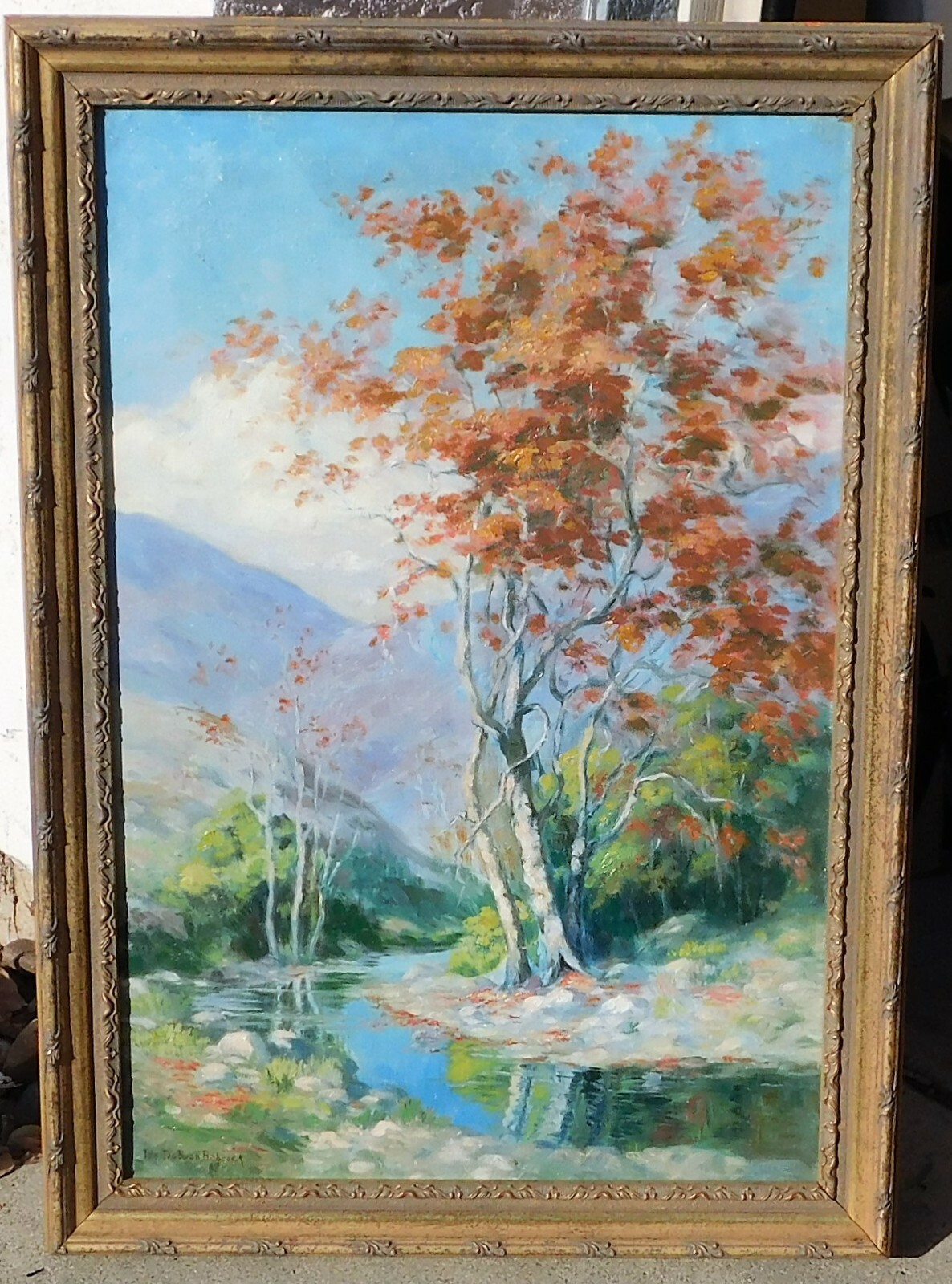 Ida Babcock b.1860 Redlands, CA artist, vintage early CA oil/canvas 30