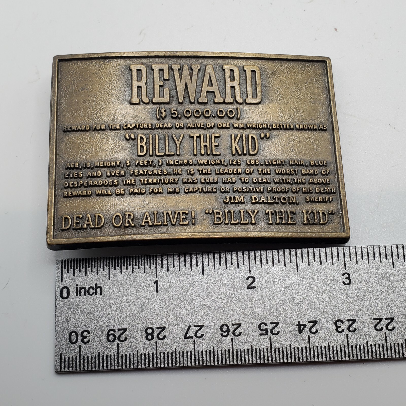 VINTAGE BILLY THE KID BELT BUCKLE REWARD 5,000.00 RE… Gem