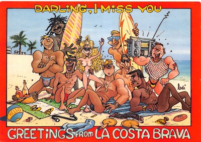 AUSLÄNDISCHE COMIC POSTKARTE GRÜSSE AUS LA COSTA BRAVA GEBRAUCHT SEHR GUT