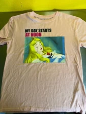  Disney TShirt Sz S Juniors Pink Sleeping Beauty My Day Starts at Noon