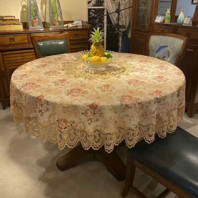 Round Table Pastoral Table Cover TableCloth Jacquard Embroidery Lace Dust Cover