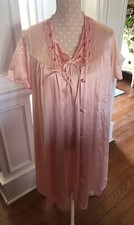 VANITY FAIR Vintage Pale Pink Peignoir Set Nightgown Robe Women's Size Small USA