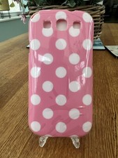Samsung Galaxy S111 S3 Case  Baby Pink  with White Polka   Case Skin Cover