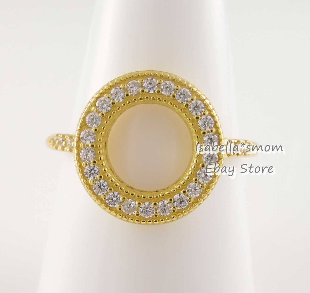 Shine SPARKLING HALO Genuine PANDORA Yellow GOLD Plated Ring