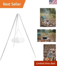 Sturdy Tripod Cooker with 17-Inch Adjustable Grill - Ideal for Open Fire Cooking