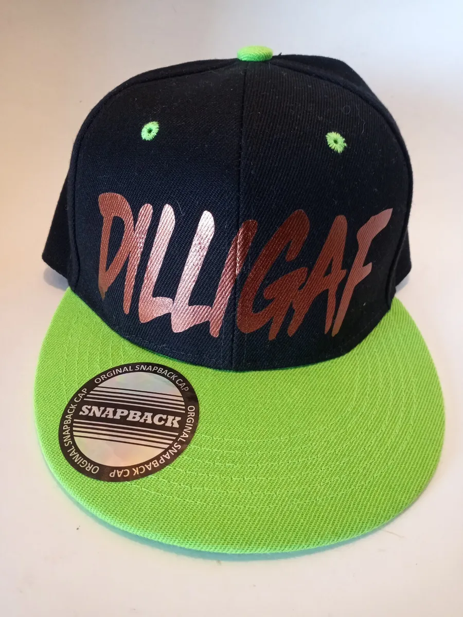 Lime Green And Black Snapback Hat Dilligaf (Do I Look Like I Give A F)