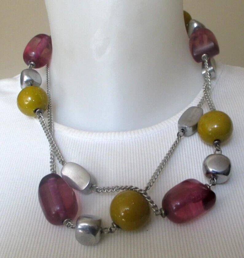 Collier Sautoir Argent 800‰ - Perles De Cucumis - Longueur 81-90 Cm
