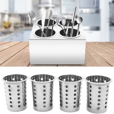 4 Hole Stainless Steel Spoon Container Flatware Holder Storage Box Kitchen USA