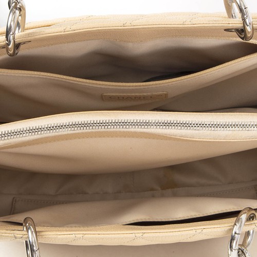 66105 auth CHANEL beige Caviar leather GRAND SHOPPING TOTE GST Bag - 第 5/9 張圖片