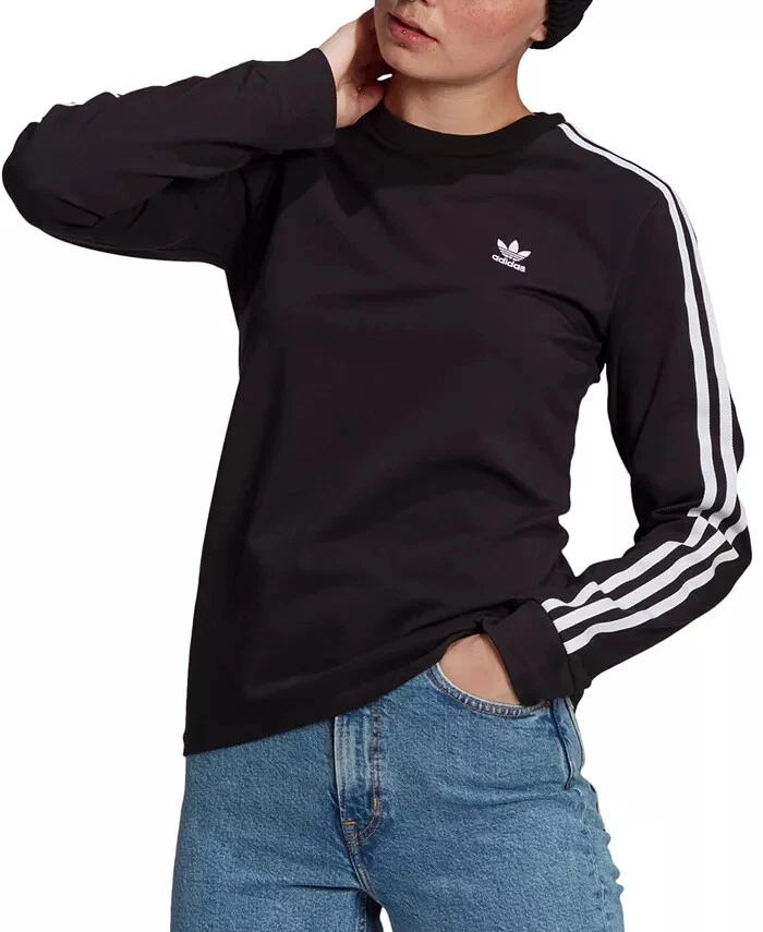 Womens adidas 3 best sale stripe long sleeve top