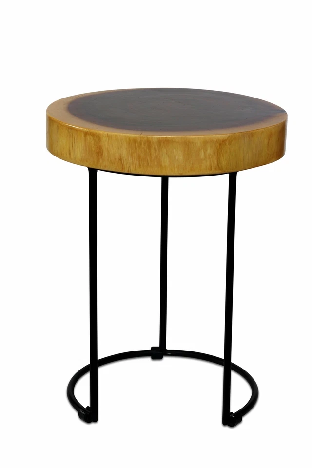 18" Tall Wooden Side End Table Stool Night Display Wood Stand Accent Bar WST-IR1 - Image 3 of 4