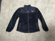 Fila Sport Fleece Jacket Youth Girls Size XL 16 Black Full Zip Up Coat