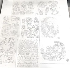 8 Vintage Iron On Transfer Individual Pattern Lot Christmas Santa Theme Iron-On