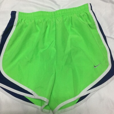 Nike Women's Dri-Fit Tempo Running Shorts Neon Green Blue 3  Track Athletic XS