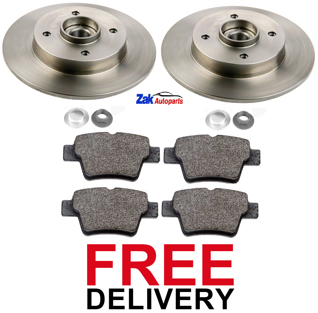FOR PEUGEOT 207 REAR BRAKE DISCS FITTED WHEEL BEARINGS & ABS RINGS