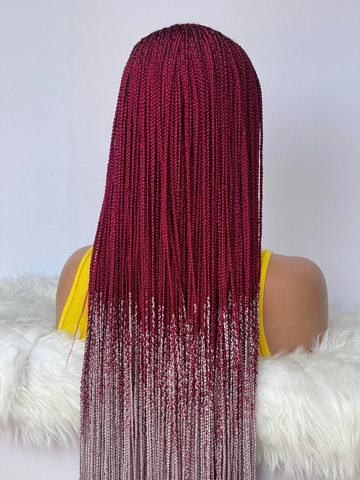 АФРИКАНСКИЕ ПЛЕТЕНЫЕ ПАРИКИ CONROW НА КРУЖЕВНОЙ ЗАСТЕЖКЕ 13*6 42 дюйма (бургундские/сиреневые) - Изображение 4 из 4