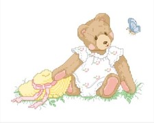 SCHEMA PUNTO CROCE NASCITA CROSS STITCH ORSETTO WELCOME BABY BECKDROP SU KEY USB