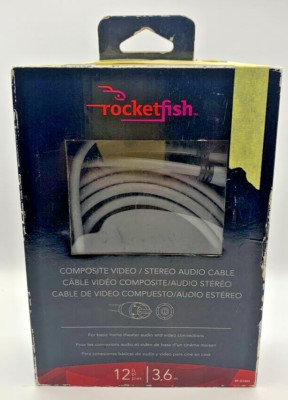 Rocketfish 12ft. M To M Stereo Audio Video RCA Cable Av Hi-def 24K Home Theatre