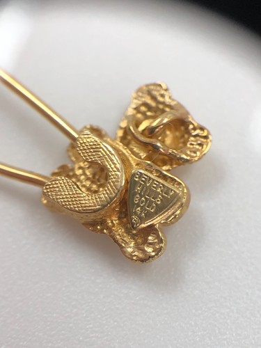 Beverly Hills 14K Gold Teddy Bear Safety Pin Brooch - Movable Head - 14ct 2.09g - Picture 5 of 18