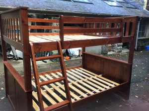 wooden double bunk bed