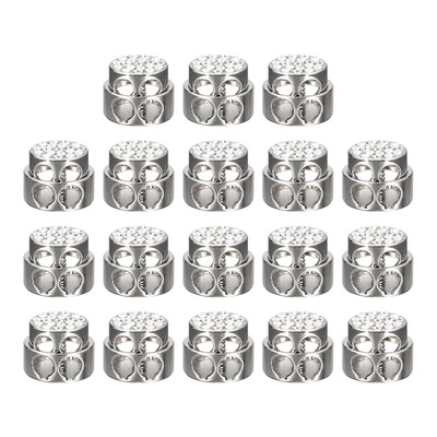 18 Stück Rundschnurschloss Federstopper Verschluss Schieber Knebel Ende Weiß Nickel